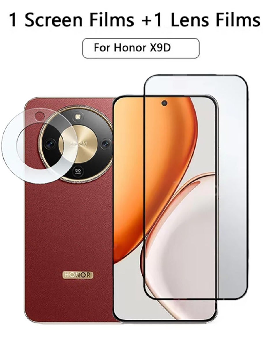 2 in 1 Tempered Glass Screen Protector for Honor X9D with Camera Lens Protector,9H Hardness Protective Film for Honor X9D (6.79"), High Clear, Anti Scratch, Bubble Free Tempered Glass Film